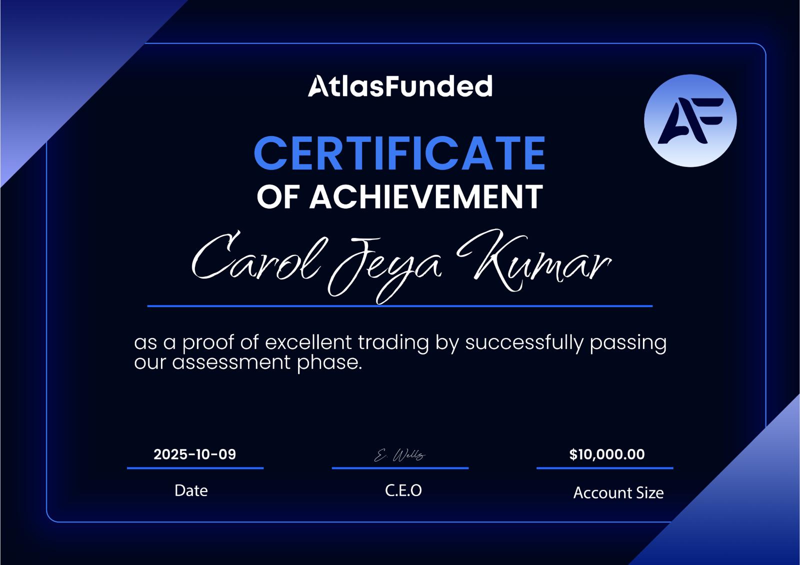 Carol Jeya Kumar verified certificate